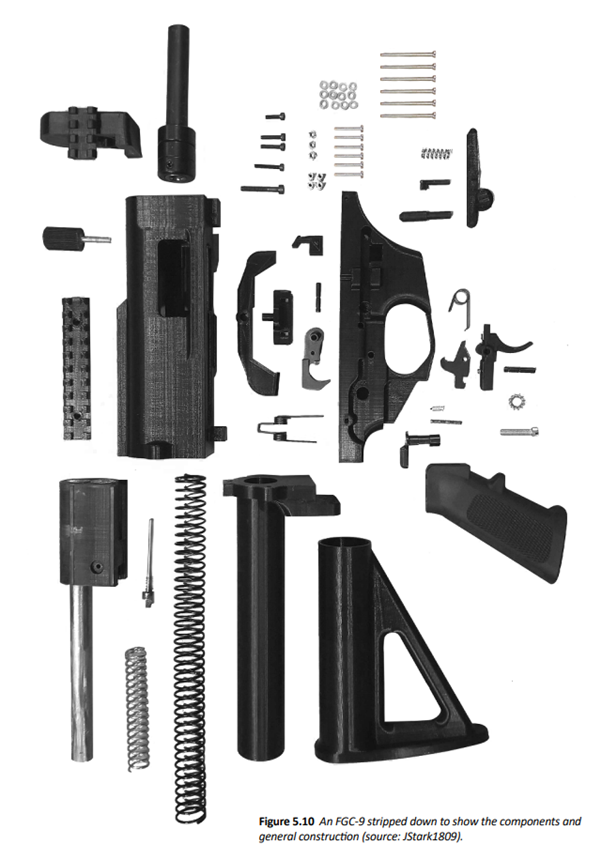 An FGC-9 stripped down to show the components and general construction