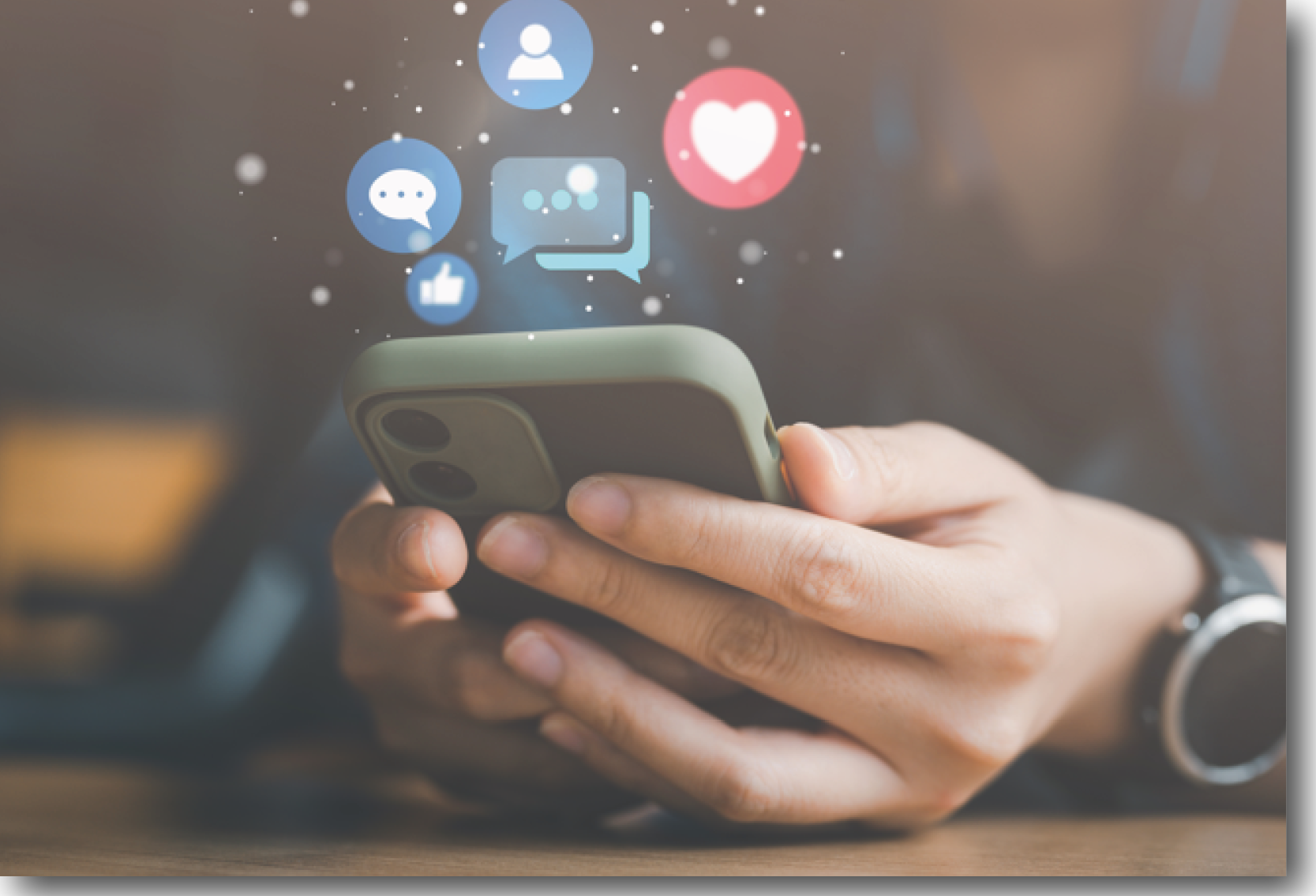 A person using a phone to access social media Image